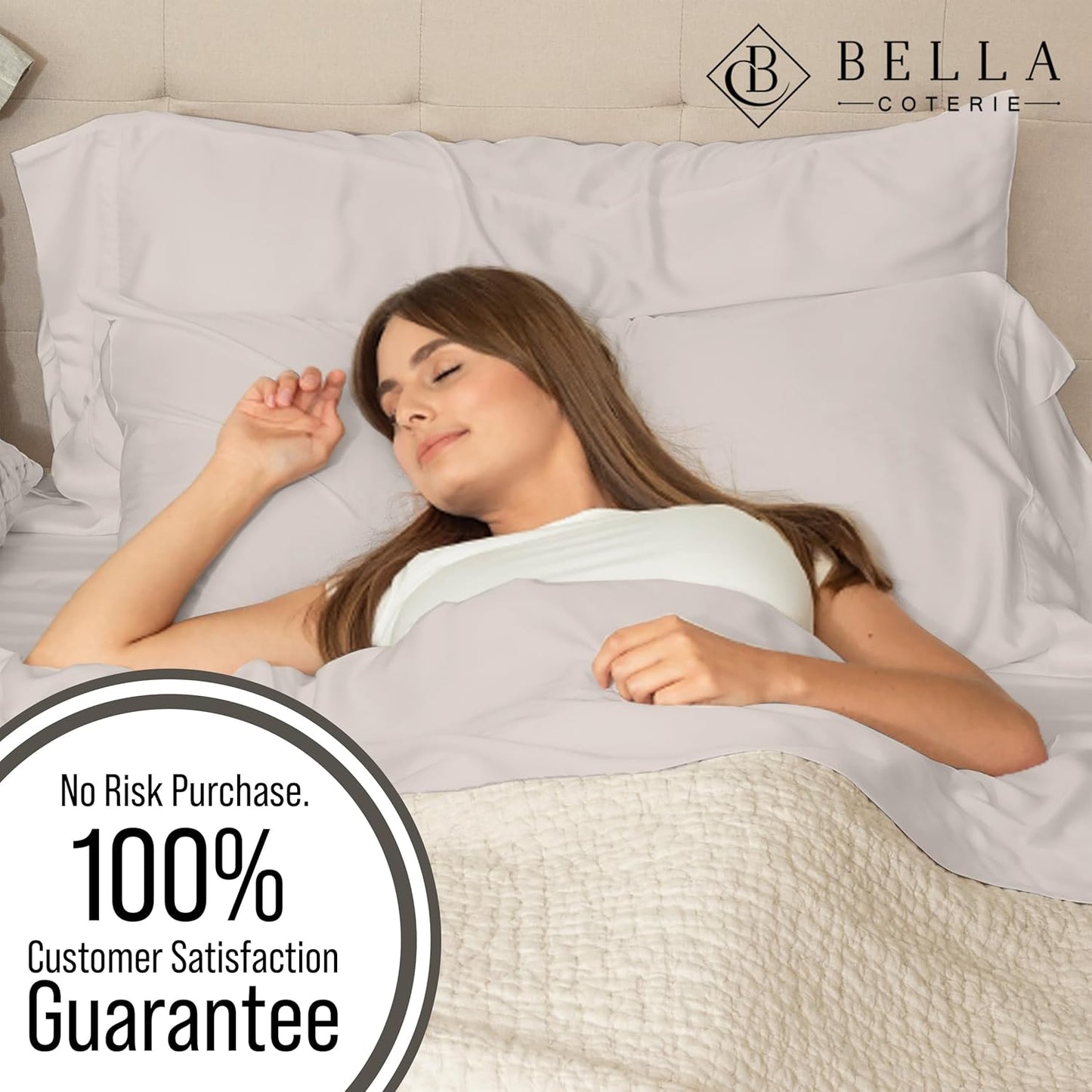 Bella Coterie Luxury Bamboo Viscose Cal King Size Sheet Set | 100% Organically Grown | Ultra Soft | Cooling for Hot Sleepers | 18" Deep Pocket [Dune]