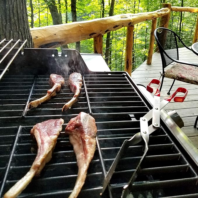 Shark BBQ Grill Tongs - 17 inch Red. Professional kitchen and outdoor grilling utensil. Long reach Barbeque Grilling Tongs. Ideal for steak, fish, burger, and sausage