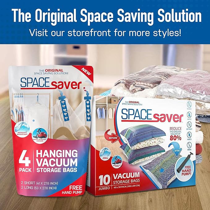 3 Pack Large Vacuum Storage Bags for Comforters, Blankets & Clothes – Vacuum Sealed Compression Bags with Hand Pump – Space Saver Storage Bags for Bedding, Moving, Travel & Organization