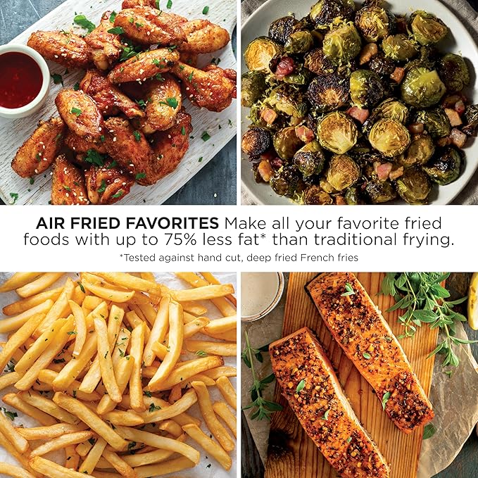 Ninja Air Fryer | 4 QT Capacity | 4-in-1 Roast, Crisp, Roast, Reheats, & Dehydrates | Dishwasher Safe Parts | 105°F-400°F | Includes 20 Easy & Healthy Recipes | 1550 watt | Grey | AF101