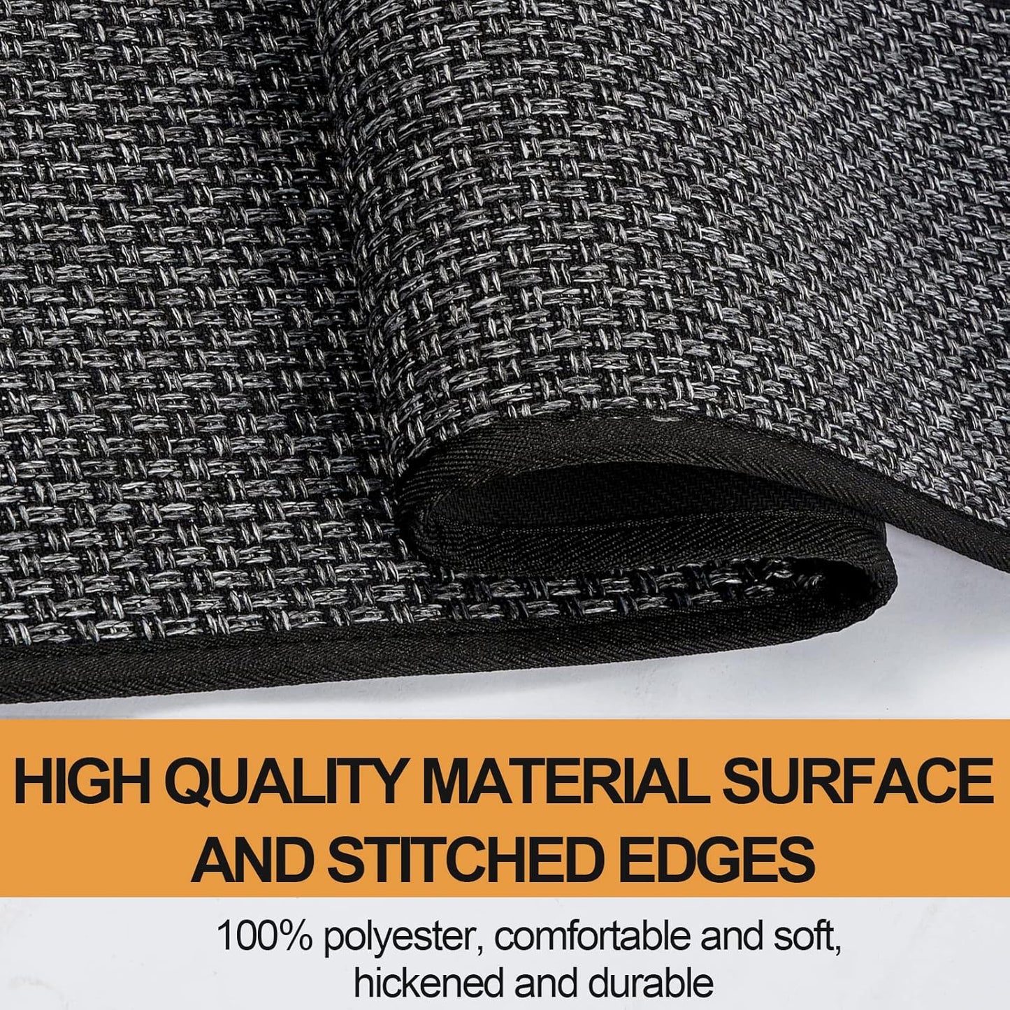 Kitchen Mat Set of 2 PCS, Cushioned Non Slip Rugs for Kitchen Floor, Absorbent Runner Comfort Standing Mats Washable for Kitchen, Office, Home, 17.3"x47"+17.3"x30" (Black)