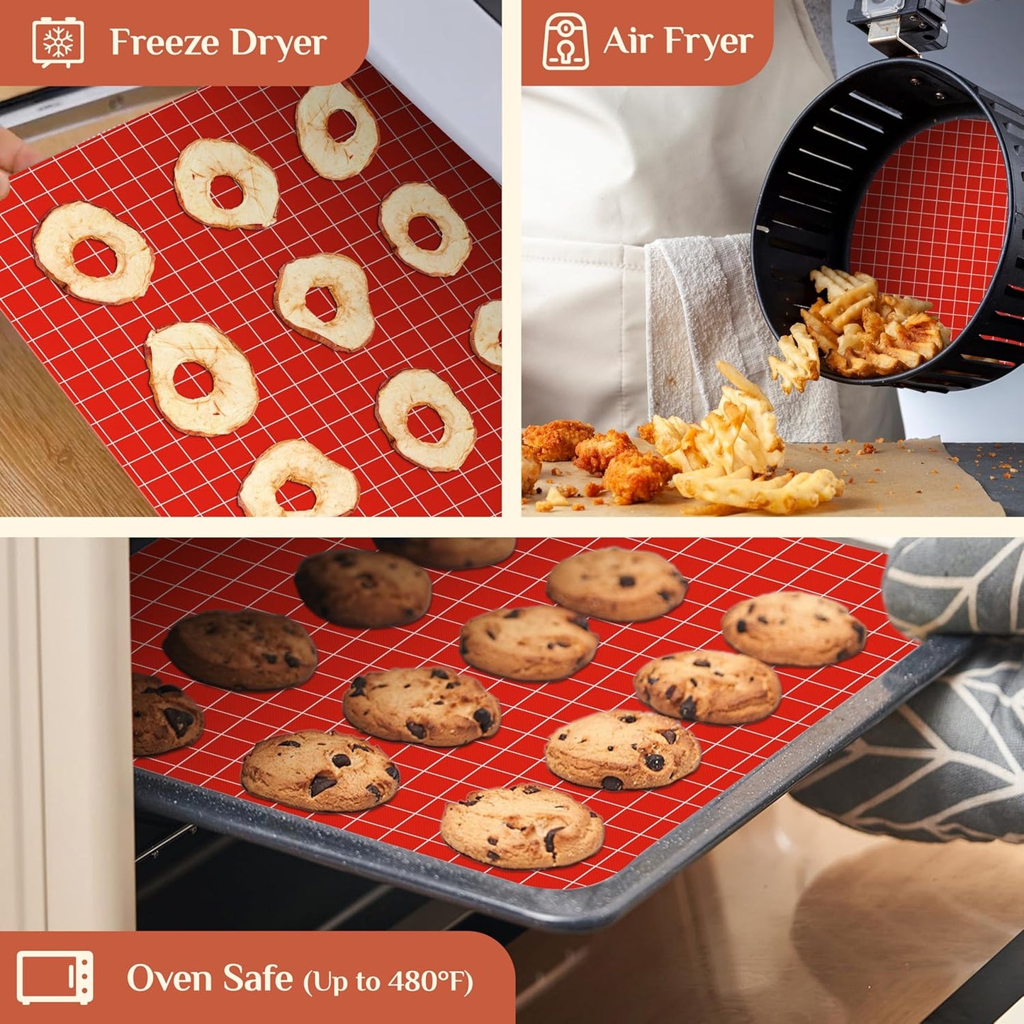 Silicone Baking Mat, 12 IN x 6 FT Free Cutting Baking Sheet,Non-Stick Reusable Dough & Pastry Mat,Non-Slip Silicone Mat Roll for Air Fryer Liner,Freeze Dryer,Oven Baking Pan,Kitchen Counter