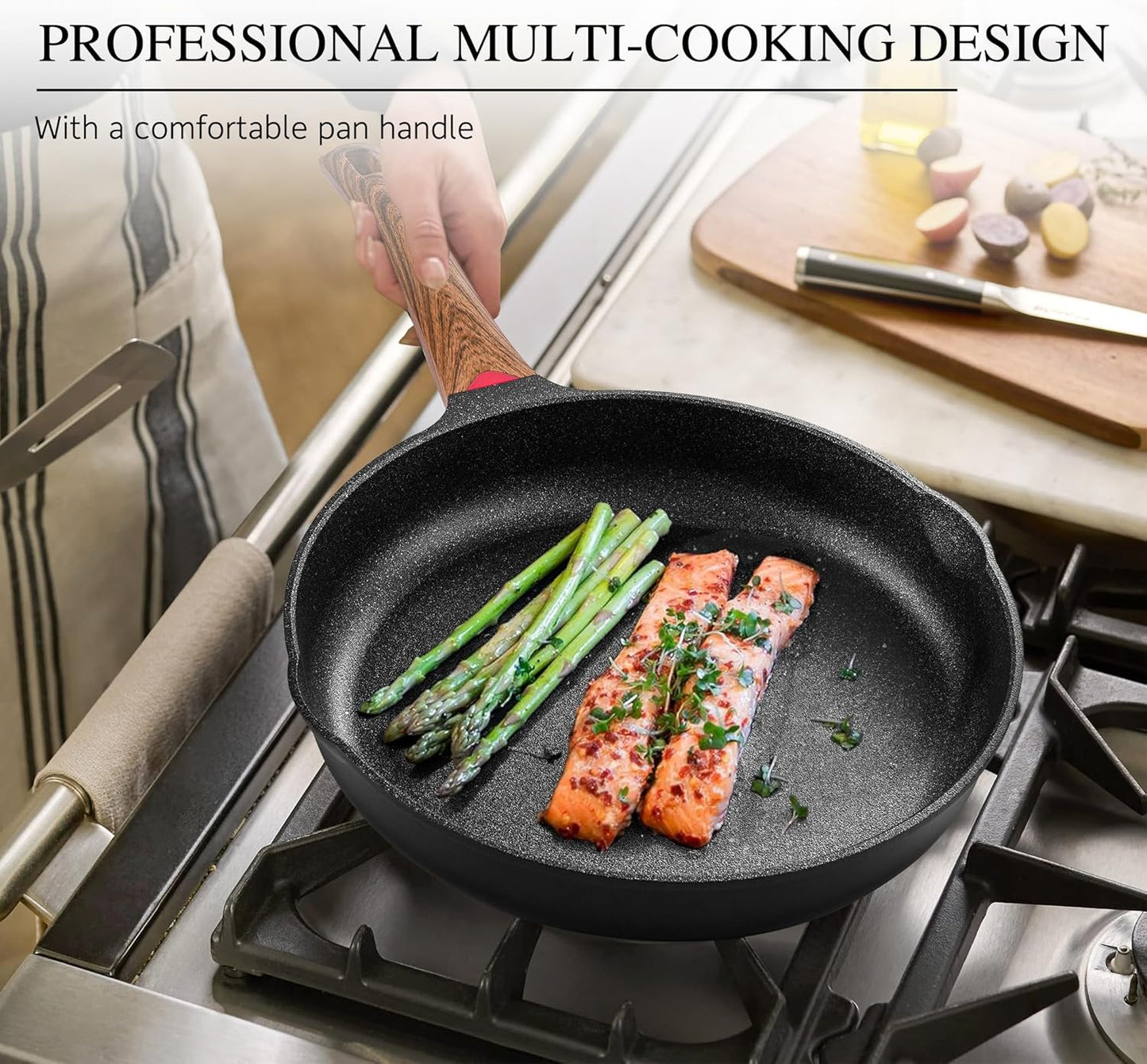 Vinchef 8" Non Stick Frying Pans, Skillet with Lid Used for All Stoves, Induction Non Toxic Cookware, Cooking Pans Nonstick Capable of Kitchen