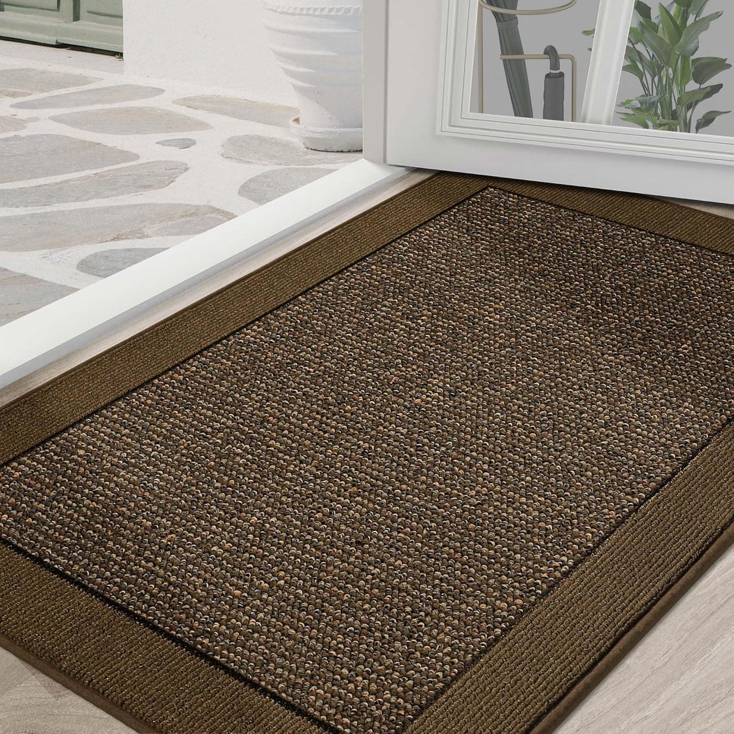 BEQHAUSE Indoor Door Mat 36" x 60", Dirt Trapper Door Mats Non-Slip Entryway Rugs Washable, Resist Dirt Absorbent Welcome Mat, Low Profile Floor Mats for Front Back Door and Entryway, Brown