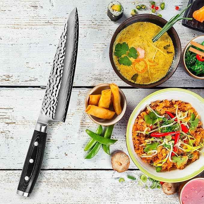Enso Chef's Knife - Made in Japan - HD Series - VG10 Hammered Damascus Stainless Steel Gyuto - 8"