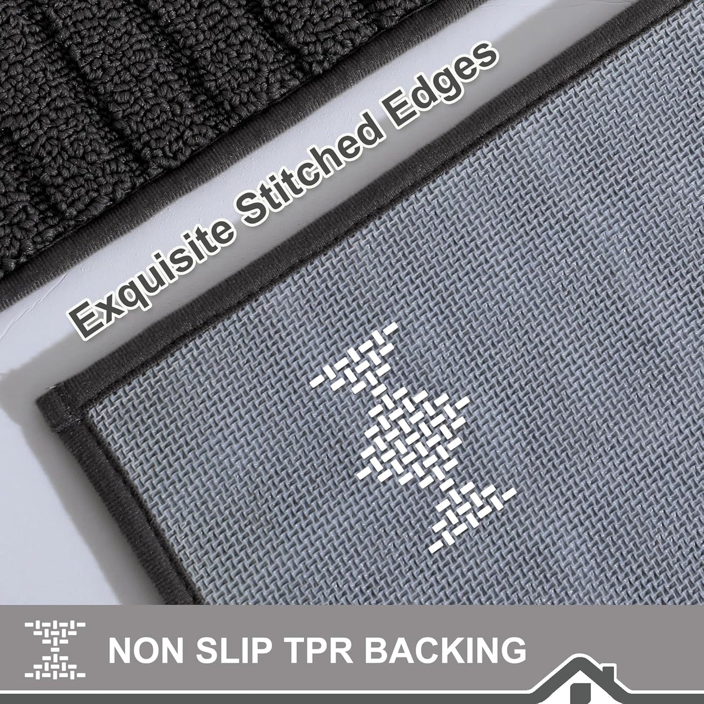 BEQHAUSE-Kitchen-Rugs-and-Mats Non Slip Kitchen Mats for Floor Absorbent Kitchen Rugs Machine Washable Kitchen Floor Mat,Black 20”x30”