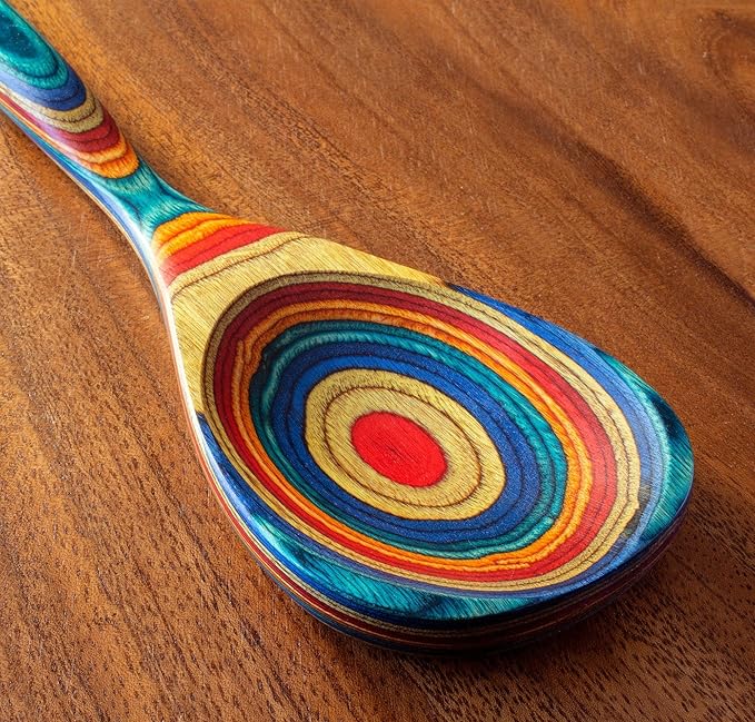 Totally Bamboo Baltique Montego Bay Collection 12-1/2" Wooden Cooking Spoon, Safe for Nonstick