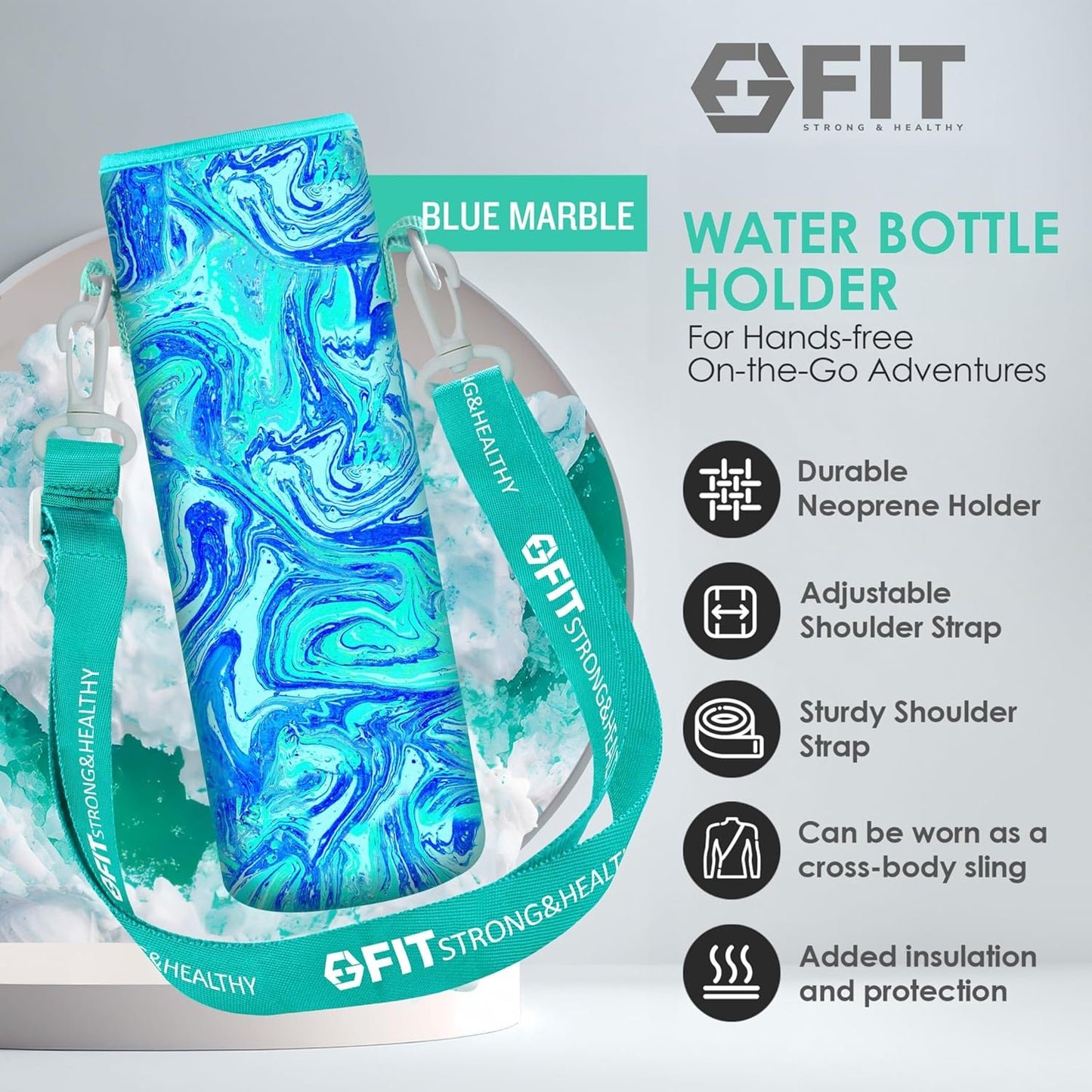 FIT Strong & Healthy 32 oz Glass Water Bottle with Straw Lid, Time Marker, Sleeve & Extra Lid - Motivational, Wide Mouth 1 Liter Glass Drinking Bottle